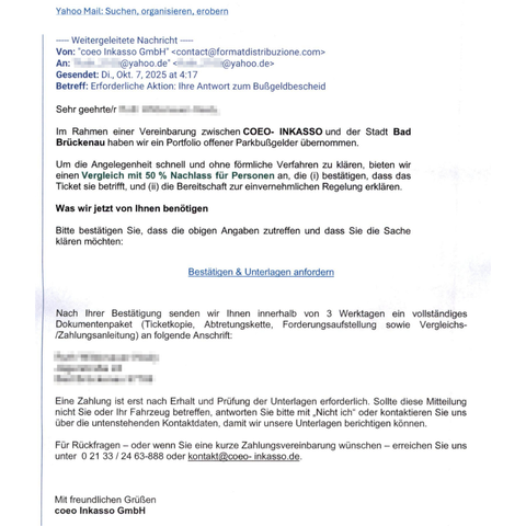 Beispiel einer Fake E-mail
